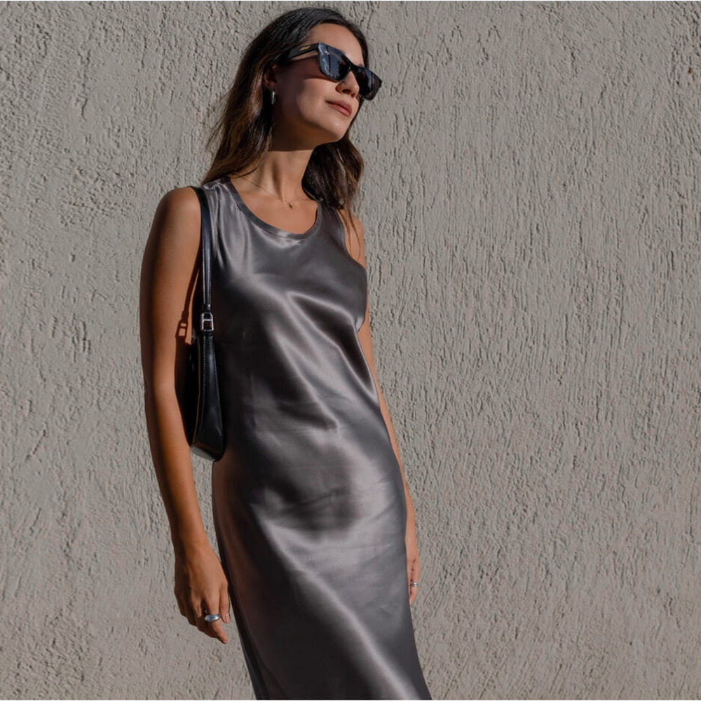 HardTail Forever Silky Satin Slip Dress Gray Size XS